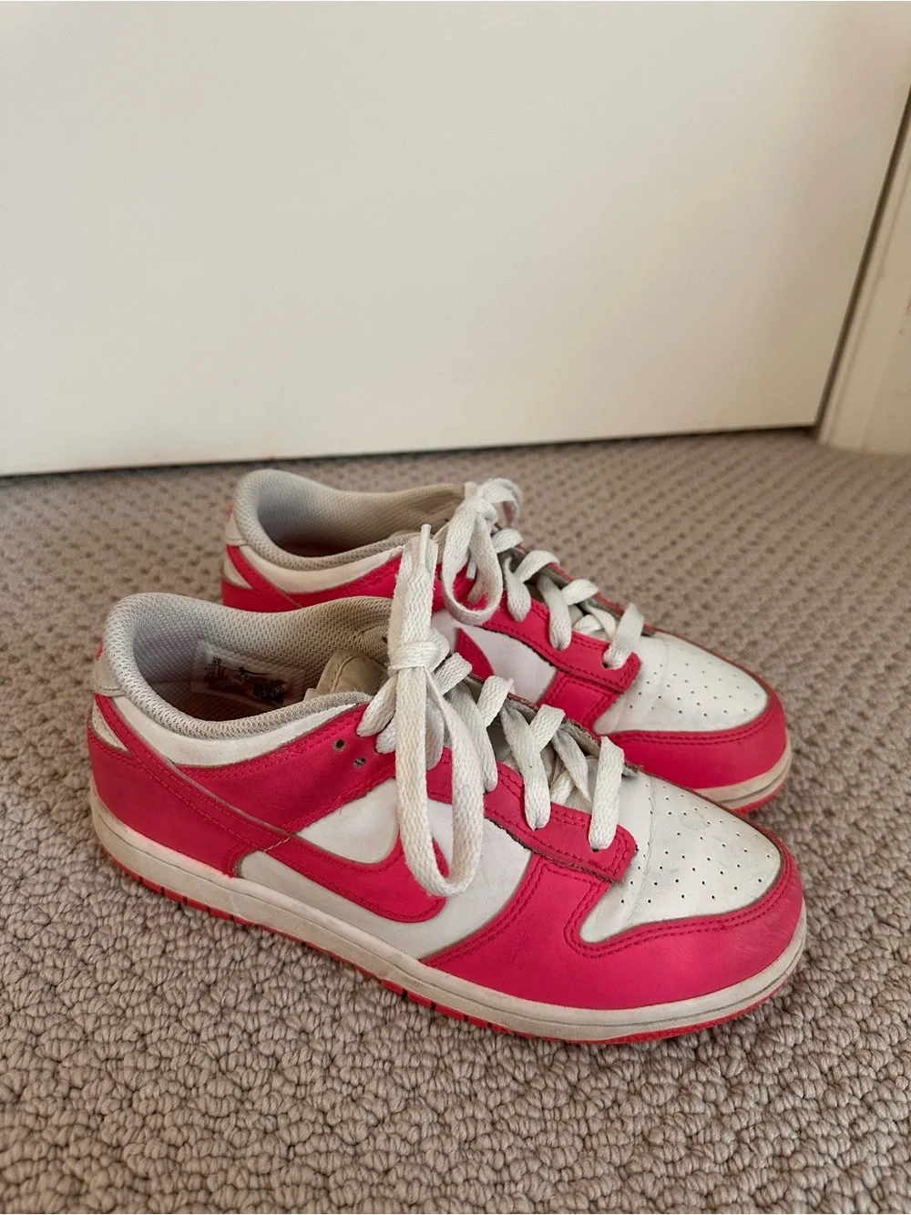 Kids Nike Dunk Low Pink White Athletic Sneakers 3